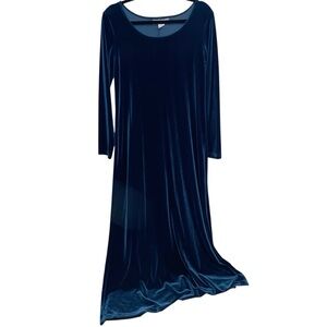 Carol Andersson Dress Womens Large Teal Blue Velvet Velour Long Sleeve Maxi USA